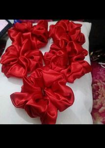 2 Burgundy Satin Scrunchie