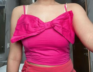 Pink bow cami top