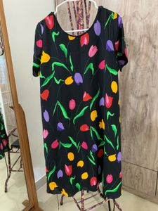 Floral Print Black Dress