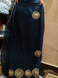 Navy Blue Embroidered Fabric