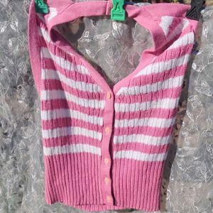 Pink Striped Halter Top