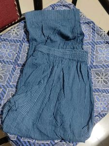 Blue &amp; Yellow Kurti With Pant Combo