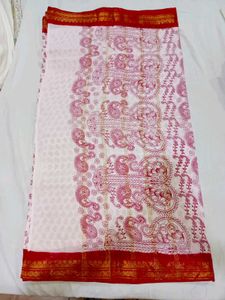 Red Zari Border South Cotton Saree