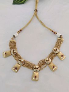 1 Gram Gold Plated Kundan Necklace Set (Women)