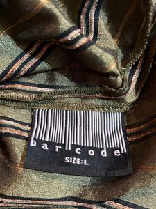 Striped Sheer Olive Green Blouse