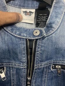 Denim Jacket with Black Sleeves