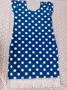 Blue Polka Dot Kurta Set