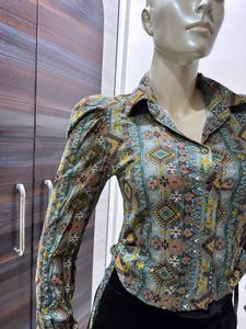 Patterned Long Sleeve Top