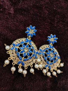 Blue & Gold Jhumka Earrings