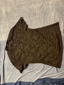 Black Geometric Print Mock Neck Top