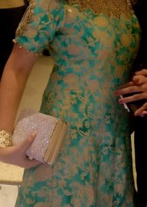 elegant banarasi gown with cancan