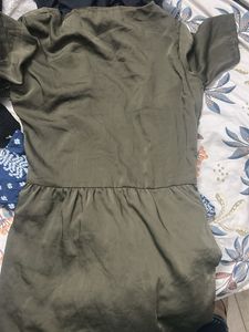 Olive Green Zipper Mini Dress