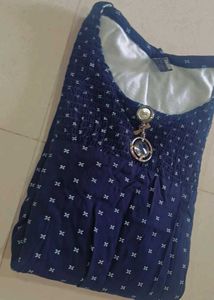 Blue Printed 3/4 Sleeve Top