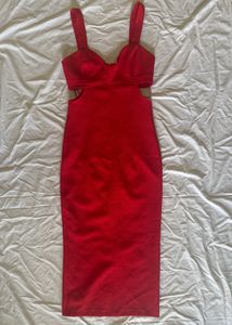 Stunning Red Cut-Out Bodycon Midi Dress