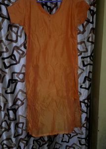 Orange Embroidered Kurti