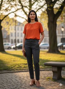 🌟Chic Alert!🚨M&amp;S Autograph Burnt Orange Blouse