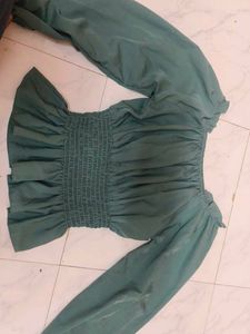 Green Off-Shoulder Top