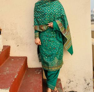 Winter Green Embroidered Salwar Kameez