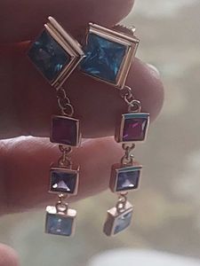 Rose gold plated 925 silver Gemstone earrings