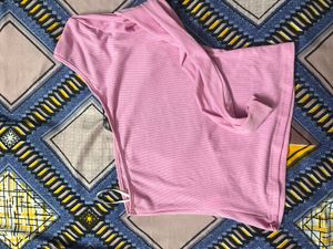 Pink One-Shoulder Ribbed Top