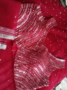 Red Sequin Lehenga Set