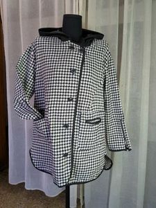 Houndstooth Hooded Coat