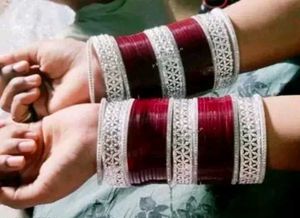 Bridal Red & Silver Chooda Set Traditional Bangle