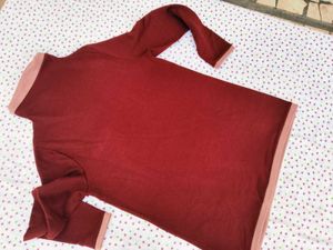 Burgundy turtle neck tshirt for women