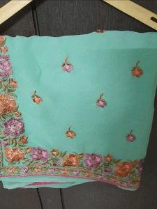 Mint Embroidered Saree