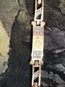 Golden Plated With Diamond Work Allah Name Braclet