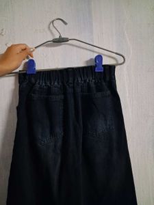 Upcycled Raw Trim Denim A-Line Skirt