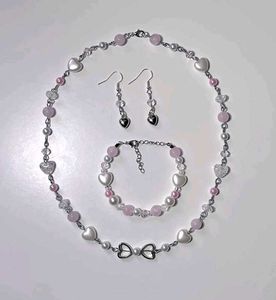 Pastel Pink & Silver Cozy Jewelry Set
