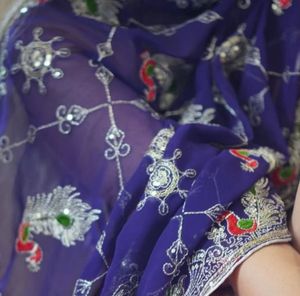 Embroidered Purple Dupatta
