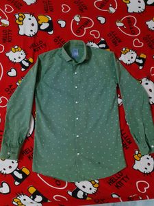 Green Patterned Casual Men Shirt