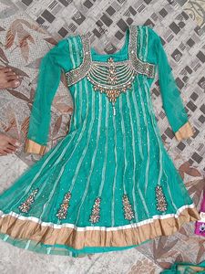 Teal Embellished Anarkali Suit
