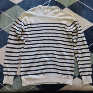 Old Money Classic Striped Cream &amp; Navy Pullover