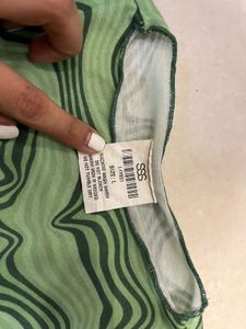Green Swirl Print Top