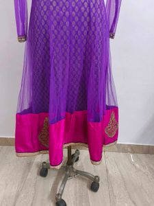 Purple &amp; Pink Embroidered Anarkali Dress
