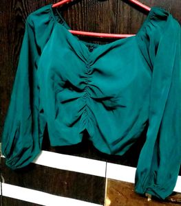 Teal Ruched Long Sleeve Top