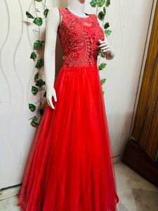 Red Embroidered Formal Gown