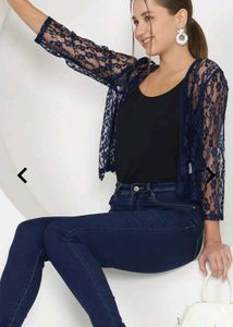 Navy Lace Shrug - Stylish Layer