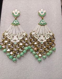 Heavy Long Wedding Earring Green