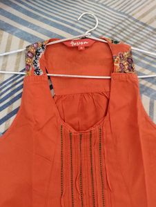Flowy Orange Fusion Kurti