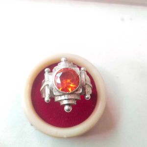 Pure Silver Maharaja Ring In Carnelian Gemstone