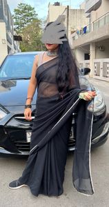 Matt black only saree