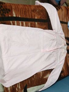 Beautiful Light Pink Cotton Nighty For Women