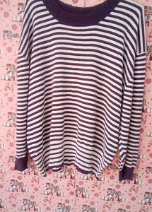 White and blue line sweater for girls