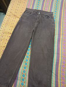 High Waisted Brown Straight Fit Jeans