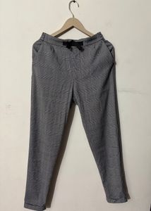 H&M Women's Grey Check Paperbag Trousers