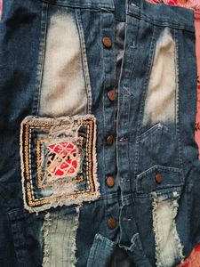 Denim Jacket with Patchwork Detail